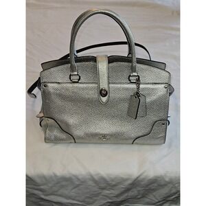 Coach Mercer 30 Satchel Metallic Silver Handbag Shoulder Bag